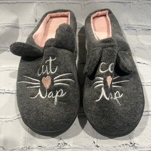 Gray Cat Nap Kids Slippers